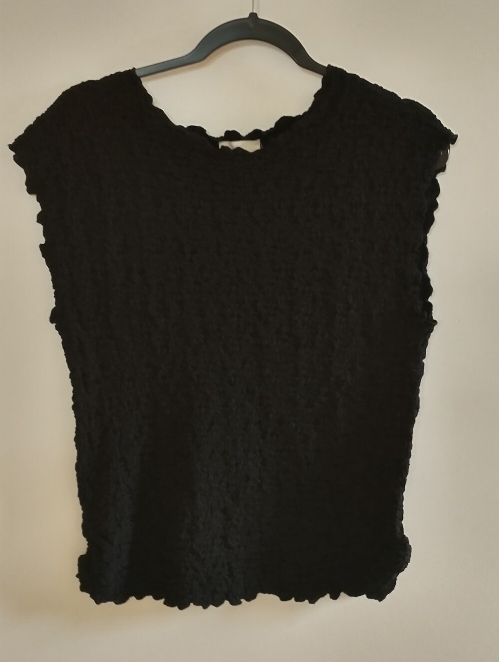 New Umgee Black Crinkle Textured Sleeveless Stretch Top L Goth Whimsigoth